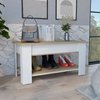 Tuhome Austin Storage Table, One Extendable Table Shelf, Four Legs, Lower Shelf, Light Oak/White ZDB7104